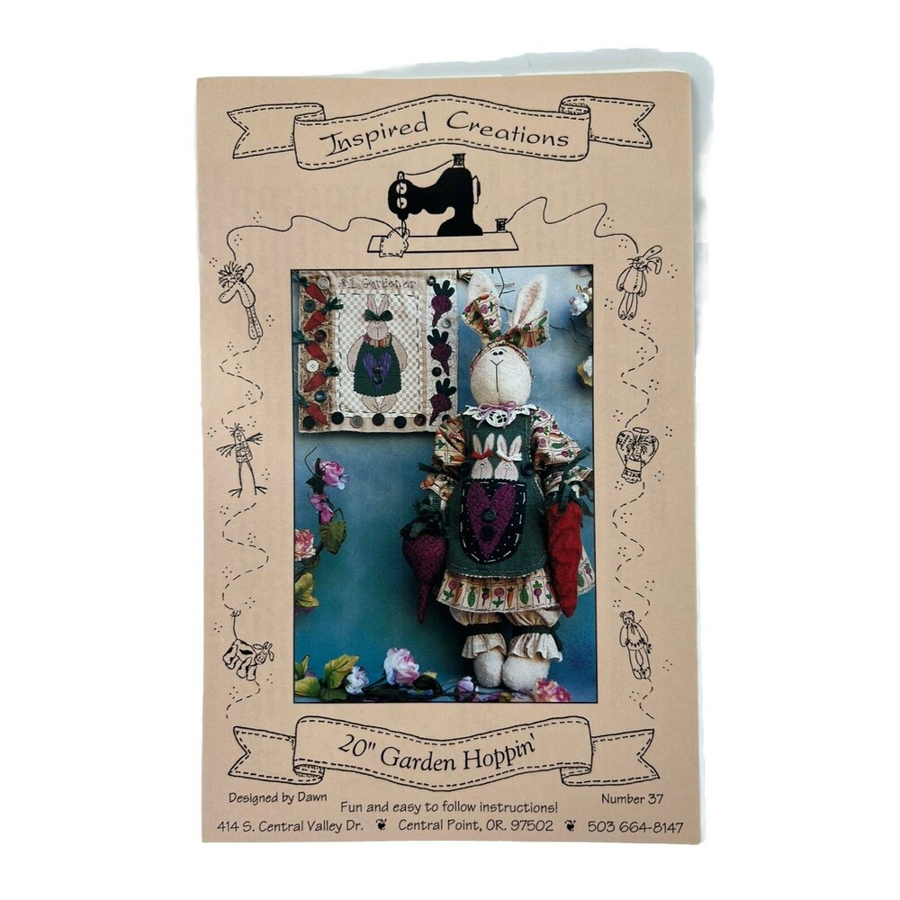 Inspired Creations 20” Garden Hoppin’ Small Quilt Bunny Rabbit Doll Pattern